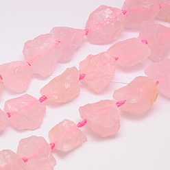 Rosenquarz Natürlichen Rosenquarz Perlen Stränge, Nuggets, rosa, 18~35x15~26x9~21 mm, Bohrung: 1 mm