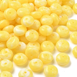 Yellow Two Tone Acrylic Beads, Imitation Gemstone Style, Rondelle, Yellow, 19.5x11mm, Hole: 2.5mm, about 165pcs/500g