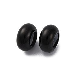 Черный 201 из нержавеющей стали бусы, с силиконом внутри, рондель, чёрные, 8x4 мм, отверстие : 1.4 мм