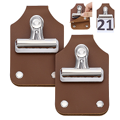 Кокосово-Коричневый Держатель для номера из искусственной кожи, с железными зажимами, прямоугольные, кокосового коричневый, 102x67x26 мм