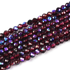 Гранат Нити из натуральных гранатовых бусин с покрытием цвета AB, граненый стол ограненный круглый, 2~3 мм, отверстие : 0.5~0.6 мм, около 162~228 шт / нитка, 15.35~15.75'' (39~40 см)