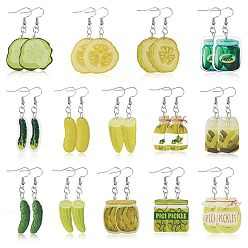 (52) Непрозрачная лаванда 14 пары акриловых подвесных сережек в виде овощей, с 316 хирургическим крючком из нержавеющей стали, разноцветные, 55 мм