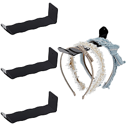 Black 4Pcs Acrylic Wall Corner Storage Rack, Rectangle, Black, 176x50x52mm, Hole: 3mm