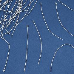 Серебро Латунные булавки, без свинца, без кадмии и без никеля, серебряные, 76x3x1 мм, отверстие : 1.6 мм, 18 датчик