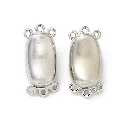 Платина Застежки латунные коробки, без кадмия, без никеля и без свинца, 3 нитей, 6-луночное, овальные, платина, 19.5x8.5x8 мм, отверстие : 1 мм