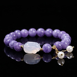 Аквамарин Натуральный аквамарин круглые бусины растягивать браслеты, кролик, внутренний диаметр: 2-1/8 дюйм (5.5 см)