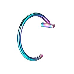 Rainbow Color Поддельные кольца для губ из нержавеющей стали, нет клипсы для пирсинга на кольцах для губ, Радуга цветов, 10 мм, штифты : 1 мм