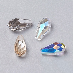 Mixed Color Glass Rhinestone Beads, Half Drilled, Faceted, Teardrop, Mixed Color, 11.8x6mm, Hole: 1mm