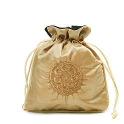 Светло-хаки Прямоугольные парчовые сумки в китайском стиле на шнурке, мешочки из органзы, подарочная упаковка для ювелирных изделий, сумка, светлый хаки, 15x13 см