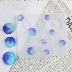 Белый Силиконовые формы для круглых пуговиц своими руками, изготовление подвески, формы для литья смолы, для уф-смолы, изготовление ювелирных изделий из эпоксидной смолы, белые, 78x89x6 мм, отверстие : 1~2 мм, внутренний диаметр: 10~25 мм