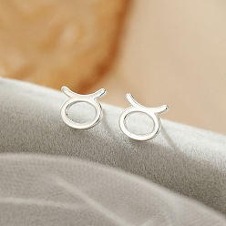 Лео 925 стерлингового серебра серьги стержня, серебряные, Лев, 10x10 мм