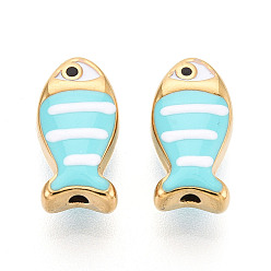 Голубой 304 из нержавеющей стали эмаль бисер, рыба, ионное покрытие (ip), реальный 18 k позолоченный, голубой, 13.5x7x5~5.5 мм, отверстие : 1.2~1.3 мм