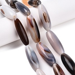 Белый Дым Натуральный белый агат бисер нитей, рис, серый, 39.5~41x11~15 мм, отверстие : 3 мм, около 10 шт / нитка, 15.35~16'' (39~40 см)