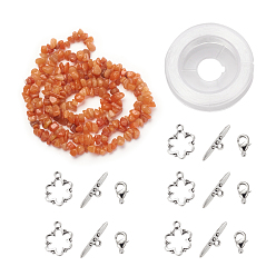 Aventurine DIY Bracelets Necklaces Jewelry Sets, Natural Red Aventurine Chips Beads Strands, Toggle Clasps, Lobster Claw Clasps and Elastic Wire, 12.6x10.6x2.1cm