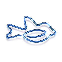 Blue Bird Shape Iron Paperclips, Cute Paper Clips, Funny Bookmark Marking Clips, Blue, 19x33x1mm