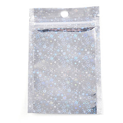 Серебро Блестящая голографическая звезда пластиковая упаковка инь-ян пакеты с застежкой-молнией, верхние пакеты с самозапечатыванием, прямоугольные, серебряные, 12x7.5x0.01 см, односторонняя толщина: 2.5 мил(0.065мм)