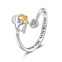 Платиновый & Золотой Браслет-манжета с прозрачными кубическими циркониями и микропаве ко Дню матери., человек, платиной и золотом, размер США 4 1/4(15мм)~20мм