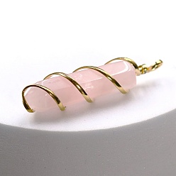 Розовый Кварц Остроконечные подвески из медной проволоки из натурального розового кварца, подвески с гранеными пулями, золотые, 45x10 мм