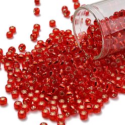 (25B) Silver Lined Siam Ruby Тохо 6/0 круглые бусины, японский бисер, (25 b) сиамский рубин с серебряной подкладкой, 4 мм, отверстие : 1.5 мм, Около 7570 шт / фунт