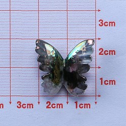 Butterfly Iridescent Opaque Resin Imitation Shell Cabochons, Black, Butterfly, 25x21mm