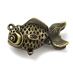 Antique Bronze Tibetan Style Alloy Pendants, Fish, Cadmium Free & Lead Free, Antique Bronze, 44.5x28.5x16mm, Hole: 2mm
