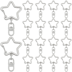 Платина 20 шт. застежки для брелков из цинкового сплава, звезда, платина, 50 мм