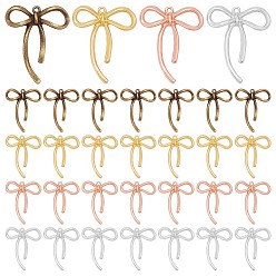 (52) Непрозрачная лаванда 160 шт 4 цвета подвески из цинкового сплава в тибетском стиле, бантом прелести, разноцветные, 25x20.5 мм, 40 шт / цвет