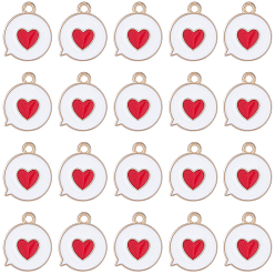 Белый 80 шт. Подвески из сплава эмали, плоский ящик для сообщений с сердцем, золотой свет, белые, 17x14x1.5 мм, отверстие : 1.6 мм