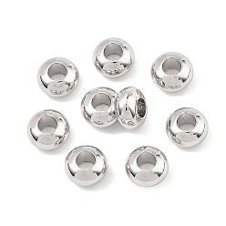 Platino Real Plateado Cuentas de latón shegrace, Rondana plana, sin cadmio y níque y plomo, Platino verdadero plateado, 3x5 mm, agujero: 2 mm