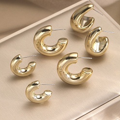 Золотой 3пары сережек-гвоздиков из сплава, c-образный, золотые, 35 мм