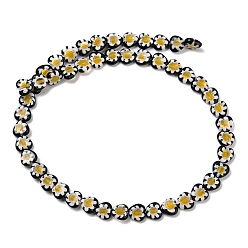 Черный Handmade millefiori lampwork beads strands, сердце, чёрные, 6.5~7.5x8x3~3.5 мм, отверстие : 0.6 мм, около 48 шт / нитка, 12.99''~13.23'' (33~33.6 см).