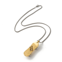 Золотой 304 скейтборд из нержавеющей стали с подвеской в виде слова Skate Spirit, панк-хип-хоп украшения для мужчин и женщин, золотые, 20.08~20.94 дюйм (51~53.2 см)