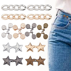 (52) Непрозрачная лаванда 10 стили цинкового сплава регулируемые булавки для джинсов, подтяжка талии, швейные застежки для аксессуаров к одежде, разноцветные, 20~56x14~43x5~12.5 мм