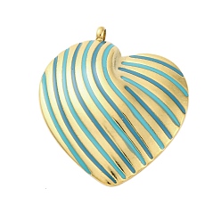 Стально-синий 304 подвески из нержавеющей стали, с эмалью, полосатый сердечный брелок, золотые, стальной синий, 28x24x4.5 мм, отверстие : 2 мм