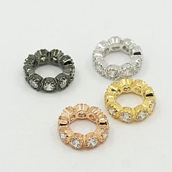 (52) Непрозрачная лаванда Латунные шарики циркония кубической, рондель, разноцветные, 10x3 мм, отверстие : 6 мм