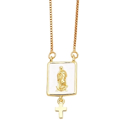 Virgin Латунь эмаль кулон ожерелья, прямоугольные, девственница, 17.72 дюйм (450 мм)