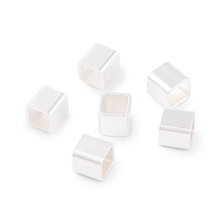 Серебро 304 из нержавеющей стали европейские шарики, бусины с большим отверстием, кубические, серебряные, 5x5x5 мм, отверстие : 4x4 мм