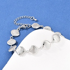 Платина Браслеты из латунных звеньев в форме морских звезд/ракушек/ракушек каури для женщин, стойки покрытие, долговечный, без свинца и без кадмия, платина, 8-1/8 дюйм (20.5 см)