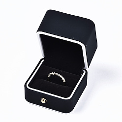 Black Imitation Leather Ring Box, Jewelry Storage Case, for Wedding, Engagement, Anniversary Party, Square, Black, 5.6x5.5x5.6cm