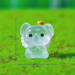 Светло-Синий Статуэтки слонов из светящейся смолы для украшения рабочего стола автомобиля, светящиеся в темноте украшения, голубой, 28x30 мм