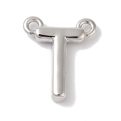 Letter T Стойки обшивки латунные подвески, долговечный, без свинца и без кадмия, письмо амулеты, платина, Письмо T, 11x9x2 мм, отверстие : 1 мм