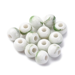 Темный Морско-зеленый Фарфоровые бусины ручной работы, круглые, темно-зеленый, 6~7x5~6 мм, отверстие : 2 мм