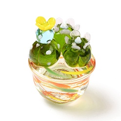 Colorful Glass Cactus Display Decorations, Micro Landscape Garden Dollhouse Accessories Pretending Prop Decor, Colorful, 36.5x50.5mm