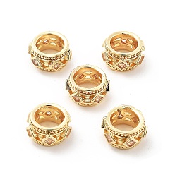 Золотой Латунь микропаве прозрачный кубический цирконий европейский бисер, долговечный, стойки покрытие, ромб, золотые, 10.5x5.5 мм, отверстие : 6.5 мм