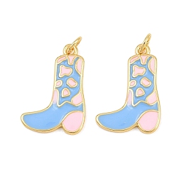Real 18K Gold Plated Brass Enamel Pendants, Cowboy Boot/Shoes Charms, Real 18K Gold Plated, 23x15.5x2.5mm, Hole: 3.5mm