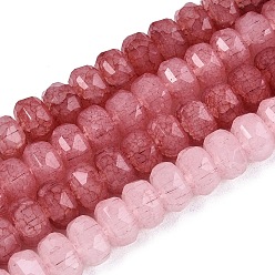 Индийский Красный Нити из бусин с эффектом кракелюра, имитирующие нефрит., рондель, граненые, Индийская красная, 7.5~8x5~5.5 мм, отверстие : 1.4 мм, около 70~71 шт / нитка, 14.57~14.76 дюйм (37~37.5 см)