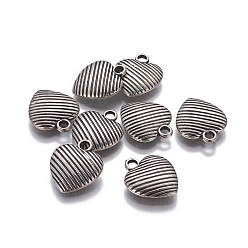 Antique Silver CCB Plastic Pendants, Heart, Antique Silver, 24x20.5x5mm, Hole: 3mm