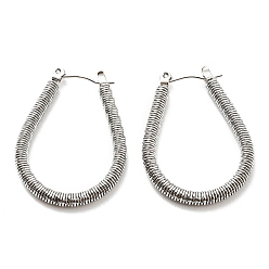 Couleur Acier Inoxydable Boucles d'oreilles créoles en acier inoxydable anti-ternissement en forme de larme, couleur inox, 304mm