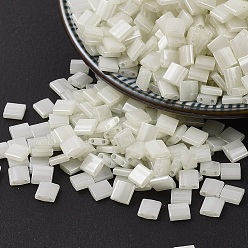 (TL512) Цейлонский Опаловый Миюки тила бусины, японский бисер, 2-луночное, (TL 512) опал Цейлон, 5x5x1.9 мм, Отверстие : 0.8 мм , около 590 шт / 50 г