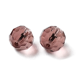 Rosy Brown Glass Imitation Austrian Crystal Beads, Faceted, Round, Rosy Brown, 6mm, Hole: 1mm